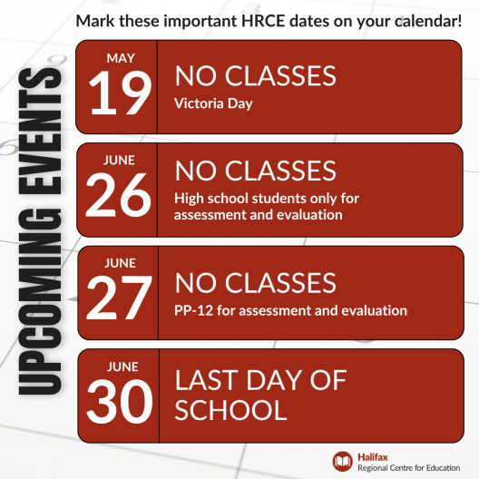 List of important dates in May and June