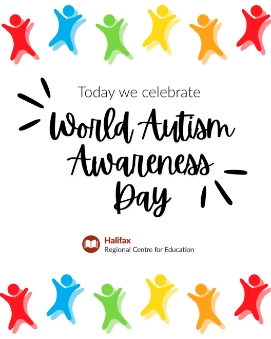 world autism awareness day with figures of people in different colours