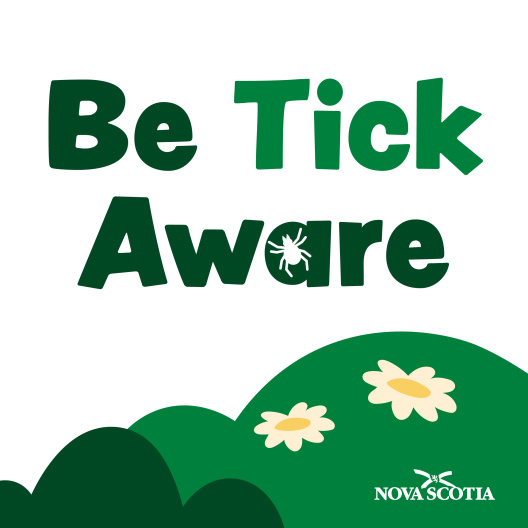 be tick aware in green with grass and flowers