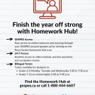 Image of computer with text about Homework Hub
